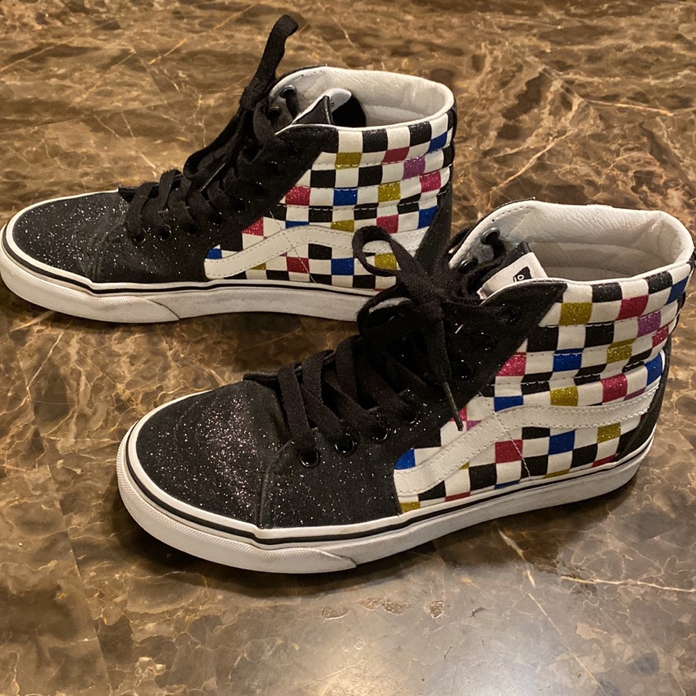 VANS off the Wall glittery high top rainbow square Women’s shoes size 7.5